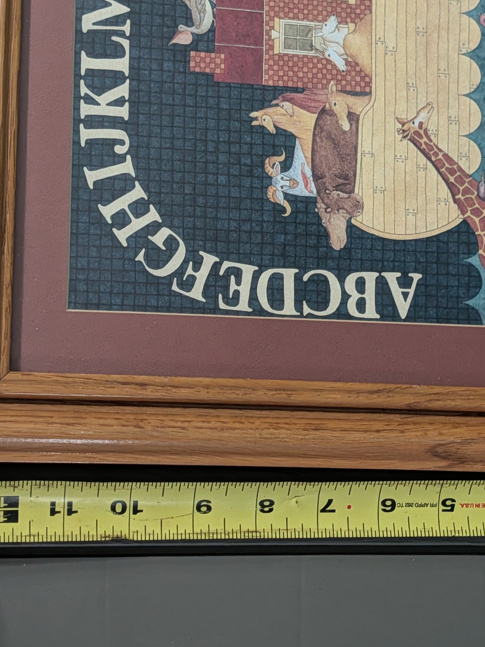 Vintage(1990) Ellen Stouffer ~ Noah's Ark Framed Wall Art With ABC Border - Picture 11 of 12